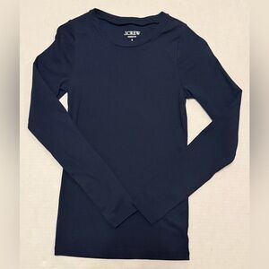 J. Crew Perfect Fit Long Sleeve Crewneck T-Shirt Navy Blue Size S BL112